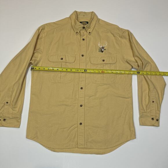Cabela’s Men’s Medium Button Up Shirt Deer Embroidered Logo Yellow Long Sleeve - Picture 9 of 14